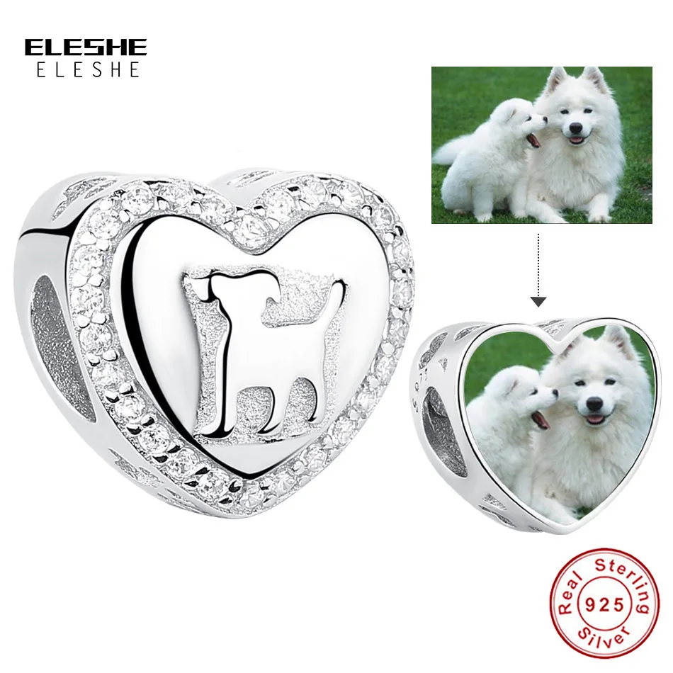 2019 Новая мода 925 стерлингового серебра на заказ фото бусина в форме собаки