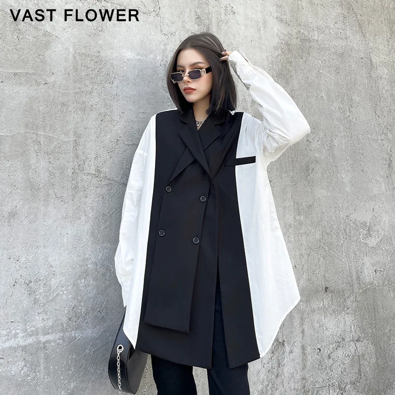 

В стиле пэчворк нерегулярные хит Цвет размера плюс блузка для женщин новые откладным воротником с длинным рукавом Повседневная рубашка мод...