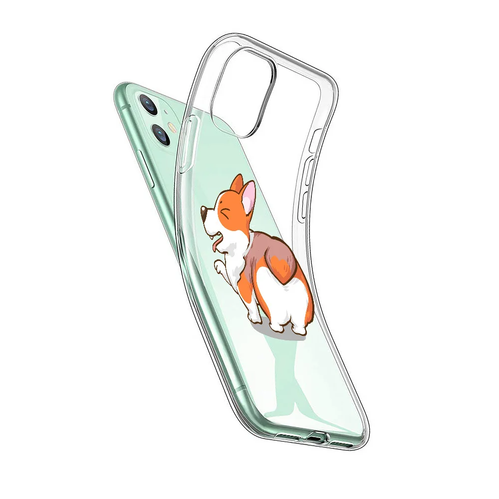 Мягкая задняя крышка из ТПУ для iPhone 11 Pro MAX милый мультяшный французский корги