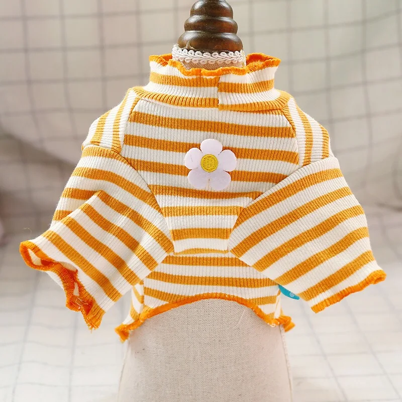 

Cute Flower Print Dog Shirt Summer Stripe Pet Clothes for Small Dogs Pets Clothing Puppy Vest Sweater Chihuahua Yorkies Shirts