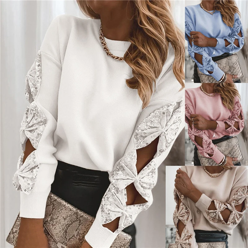 

Women Long Sleeve O Neck Hollow OuBlouse Vintage Loose Shirt Spring Casual Pullover Ladies Elegant Tops Plus Size Blusas