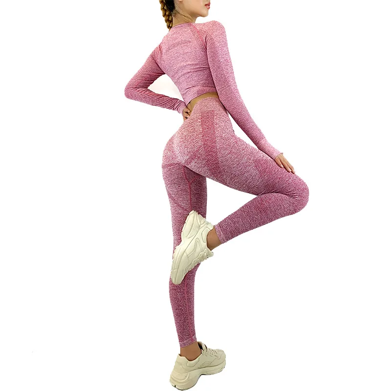 

Yoga Clothing Suit High Waist Tight-fitting Hip-lifting Yoga Pants Riding Dance Long-sleeved Sports Fitness Clothing Suit Women