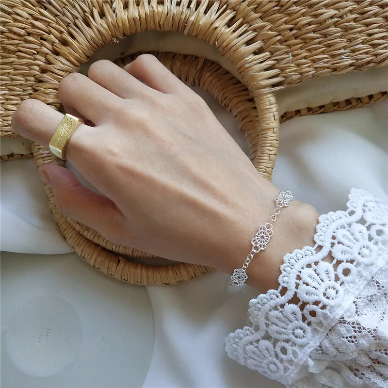 Классические кружевные женские браслеты RUIYI из настоящего серебра 925 пробы в