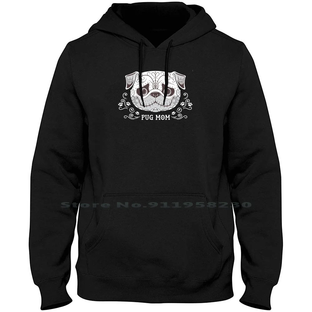 

Pug Mom Sugar Skull Hoodie Sweater 6XL Big Size Cotton Sugar Skull Cartoon Gamers Sugar Skull Movie Gamer Game Pug Mom Om Ny