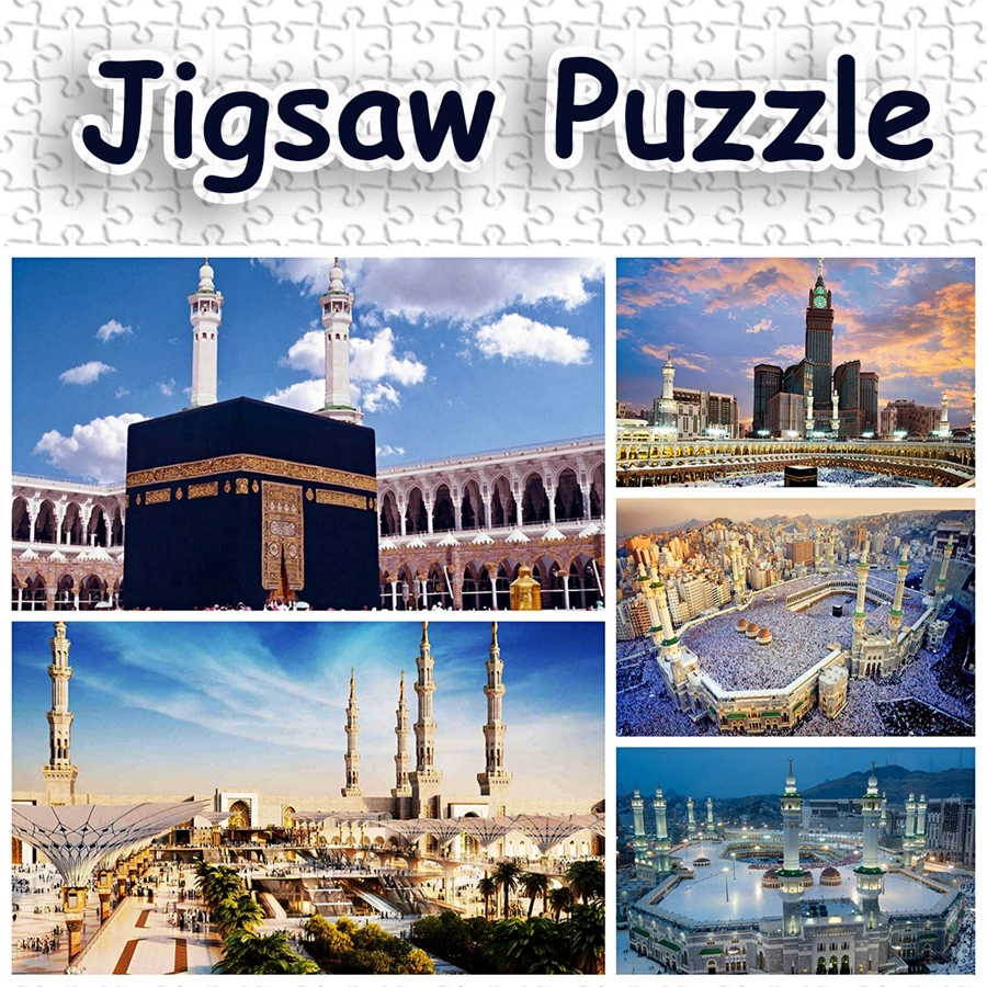 

Wooden Jigsaw Puzzle Toy 500/1000 Pieces of Grand Mosque of Mecca DIY Photo Customization Puzzle Game for Adults