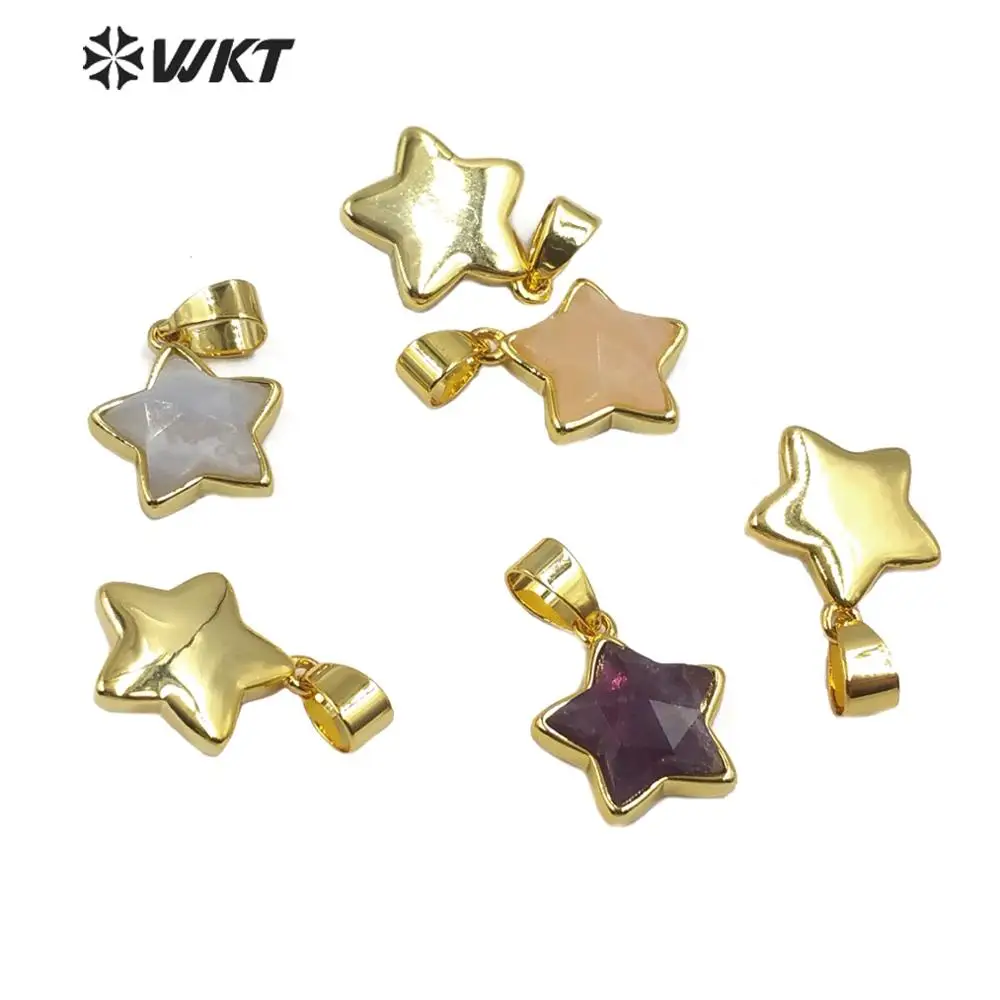 Оптовая подвеска из натурального камня в форме звезды с золотыми шармами для женщин.