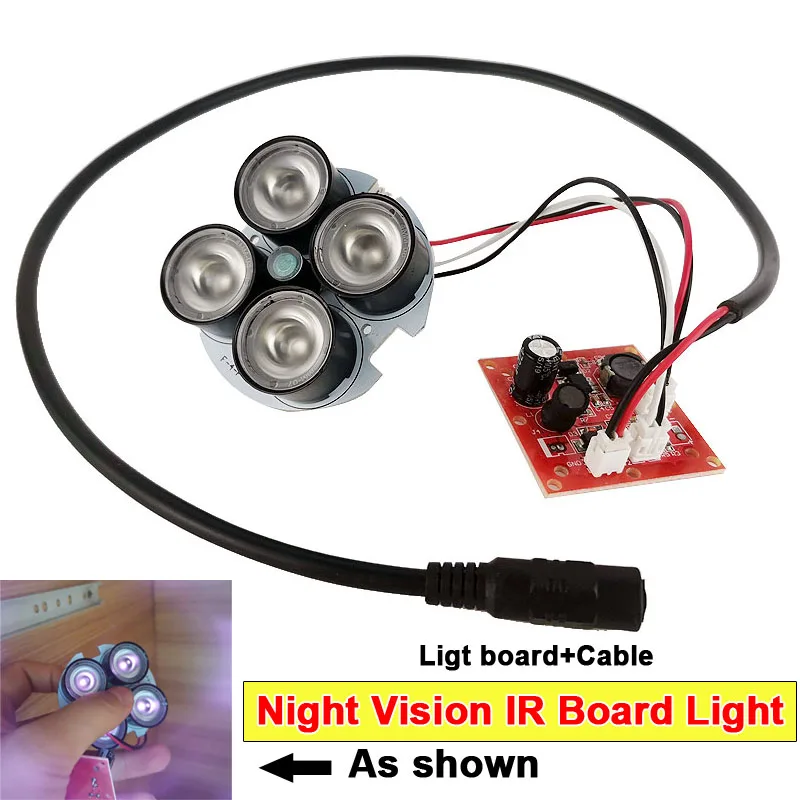 Infrared light 4 pcs Array IR LED board Visible 850nm Light for Illuminator CCTV Camera night vision +cable | Безопасность и