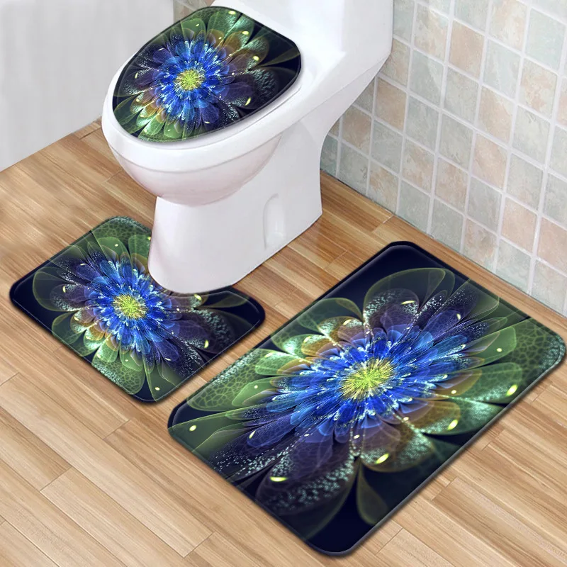 Прохладный Цветок ковры в форме животных санитарный fFloor коврик туалет 3 шт. кухня