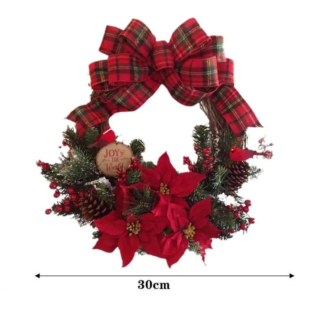 

30CM Christmas Wreath Hanging Hydrangea Wall Door Hangers Garland Circle Decor Artificial Plant Rattan Circle Wall Decoration