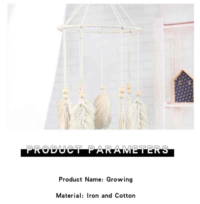 

LXAC Nordic Boho Woven Leaf Tassels Wind Chime Macrame Metal Iron Ring Wall Hanging Ornament Pendant Home Nursery Decoration