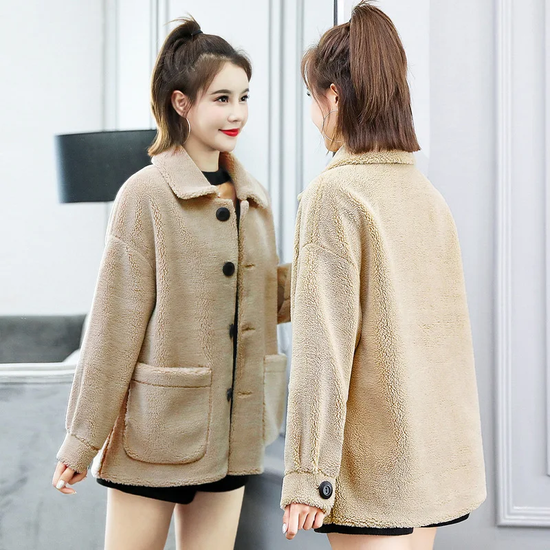 Year Winter Lapel Concise Comfortable Leisure Time Joker Directly Canister Pocket Grace Charm Loose Coat | Женская одежда