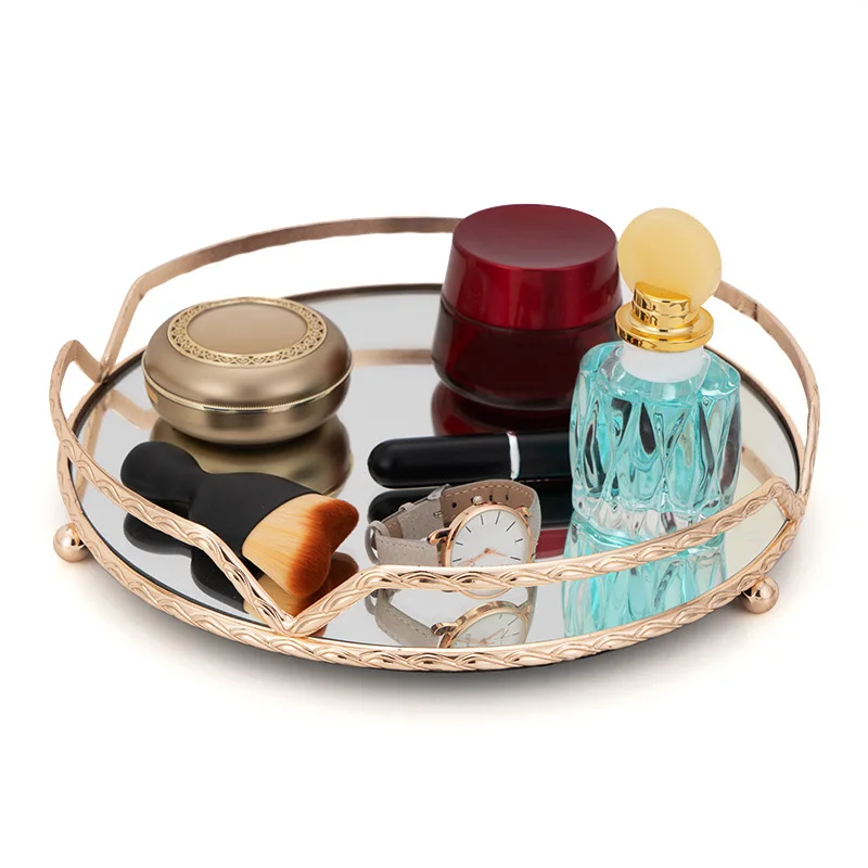 

Kili Tray Earrings Necklace Jewelry Tray Mirror Tray Handicraft Ornaments Round Tray Snack Storage