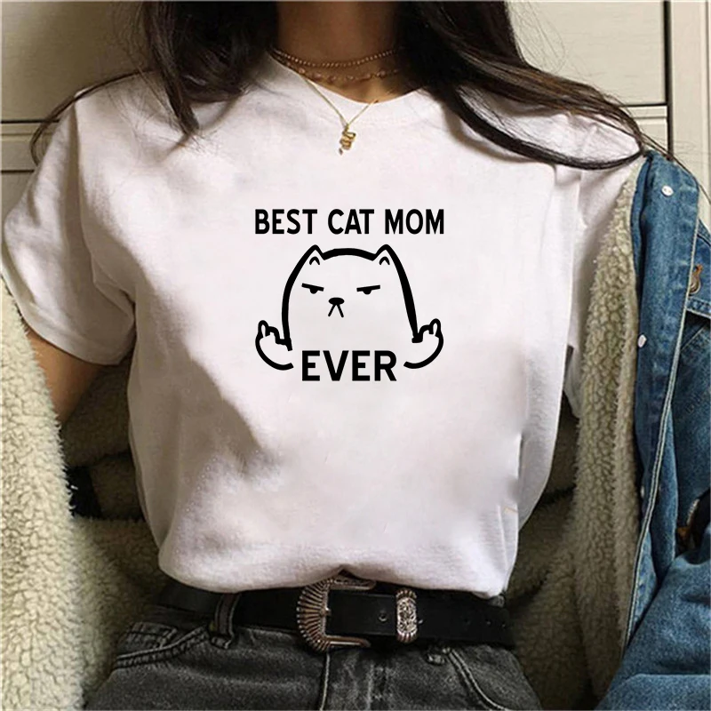 

Graphic tees tops Bell cat Print tshirts women funny t shirt white Tops casual short Camisetas Mujer_T-Shirt