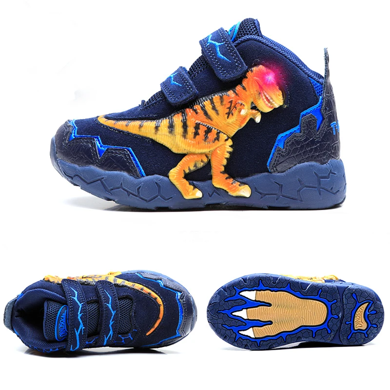 Dinoskulls для детей Осенняя детская обувь сапоги мальчиков LED высота до середины