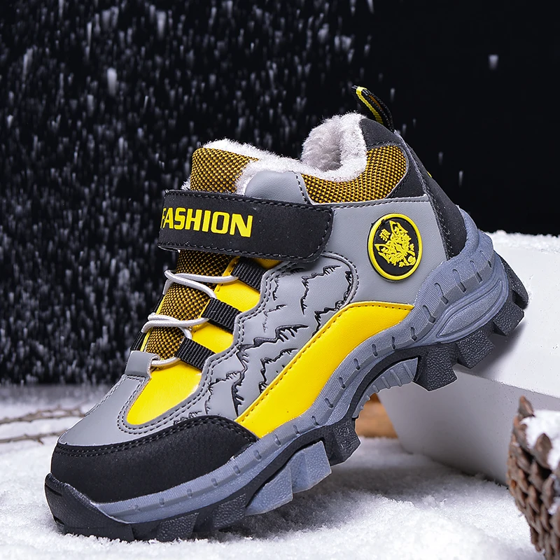 

Winter Children Hiking Sneakers Thermal Girls Snow Boots Wear-Resisting Boys Trekking Footwear Non Slip Outdoor Climbing Shoes