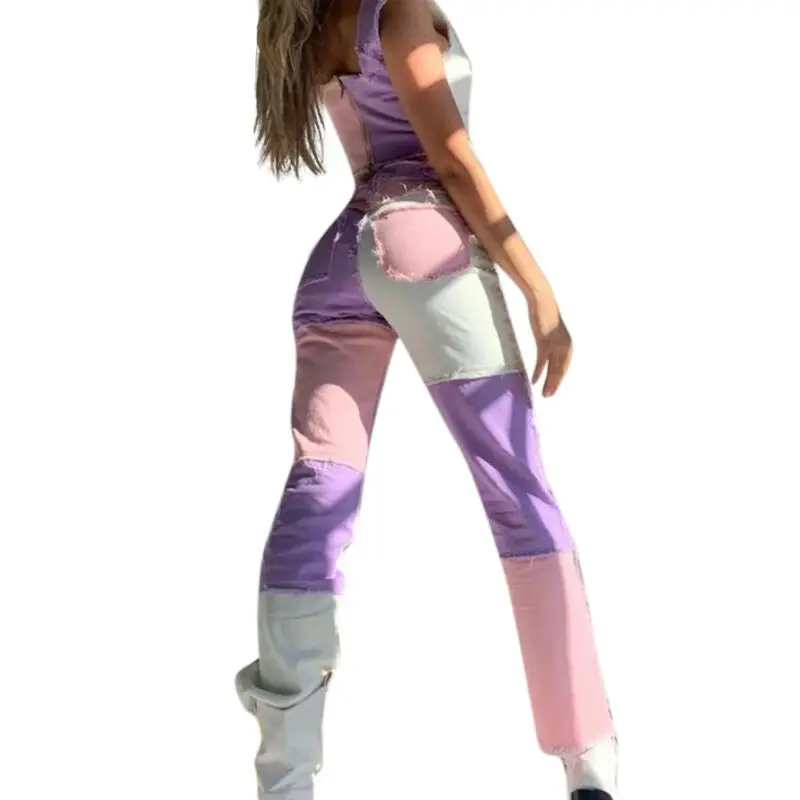 

Womens Ladies High Waist Jean Denim Pant Slim Fit Stitching Casual Trousers