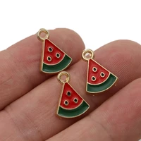10pcs enamel gold color watermelon charm pendant for jewelry making bracelet earrings necklace diy accessories craft
