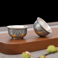 gourd silver cup 999 sterling silver master cup small single cup sterling silver kung fu tea cup silverware 46g 35ml