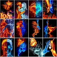 diamond painting embroidery ice fire love abstract mosaic picture full diamond cross stitch crafts home decoration painting