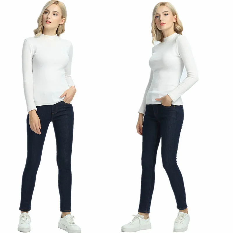 

Oversized 2020 Winter Jeans Women Fleeces Inside Thickening Denim Pants High Waist Warm Trousers Female Snow Jeans Pants P8018