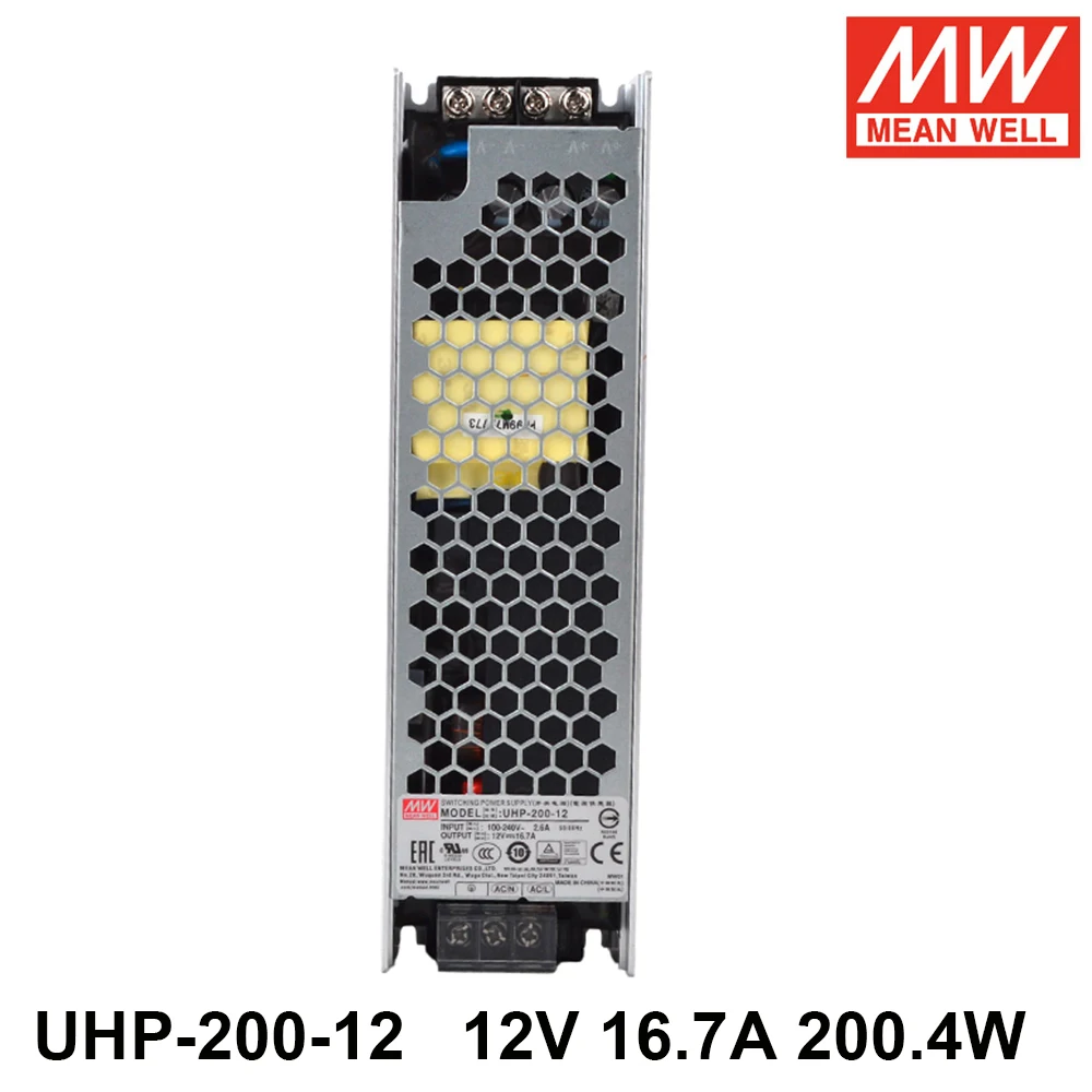 

MEAN WELL UHP-200-12 110/220V AC To DC 12V 16.7A 200W Single Output Switching Power Supply with PFC Meanwell Slim Type Driver