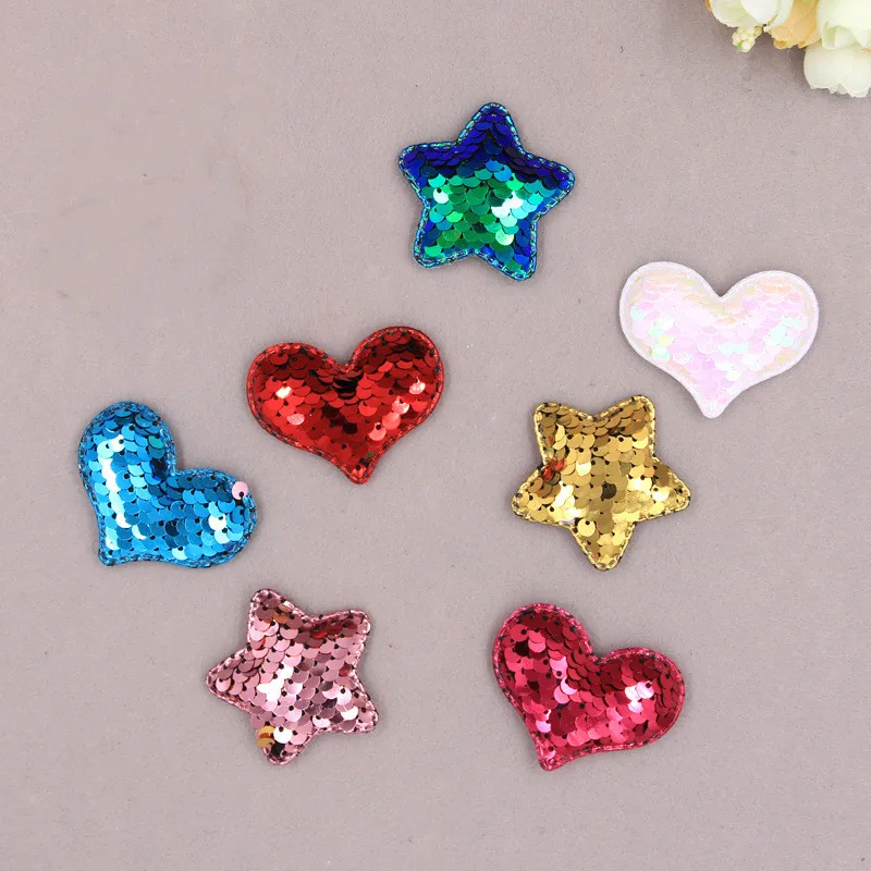 30 шт. блестящие звезды Любовь Сердце Персик сердце блестки аппликации для сделай