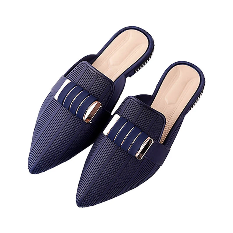 

Women Outdoor Pointed Toe Slippers Casual Beach Mules Shoes Woman Sexy Ladies Square Heel Slippers Female Casual Shoes 2020 New