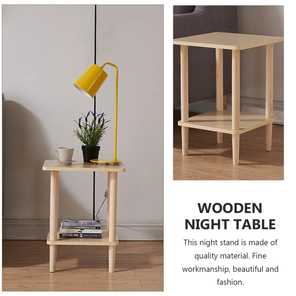 

1Pc Wooden Bedside Cabinet Nordic Mini Night Table Bedrooom Adornment Khaki