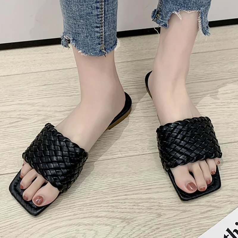 Женские тапочки мюли на плоской подошве Летняя кожаная обувь ручной работы