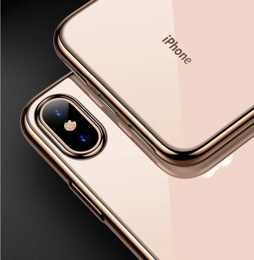 Роскошное Гальванопокрытие, хромированный Прозрачный чехол для iPhone XS MAX XR 8 7 6s 6 Plus 5S SE, прозрачный позолоченный чехол