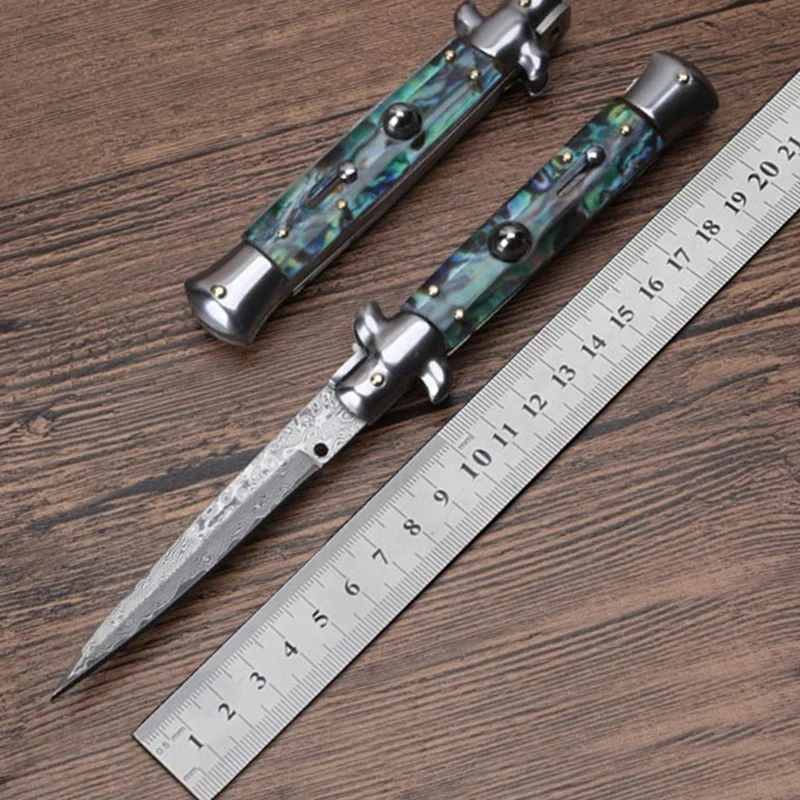 MK 11 дюймов быстрый складной нож дамасская сталь лезвие акриловая рукоятка