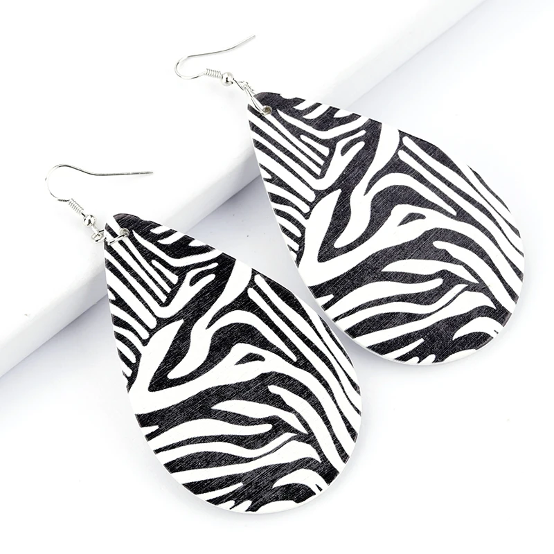 Lifefontier простые деревянные серьги капли с леопардовым принтом Разноцветные в