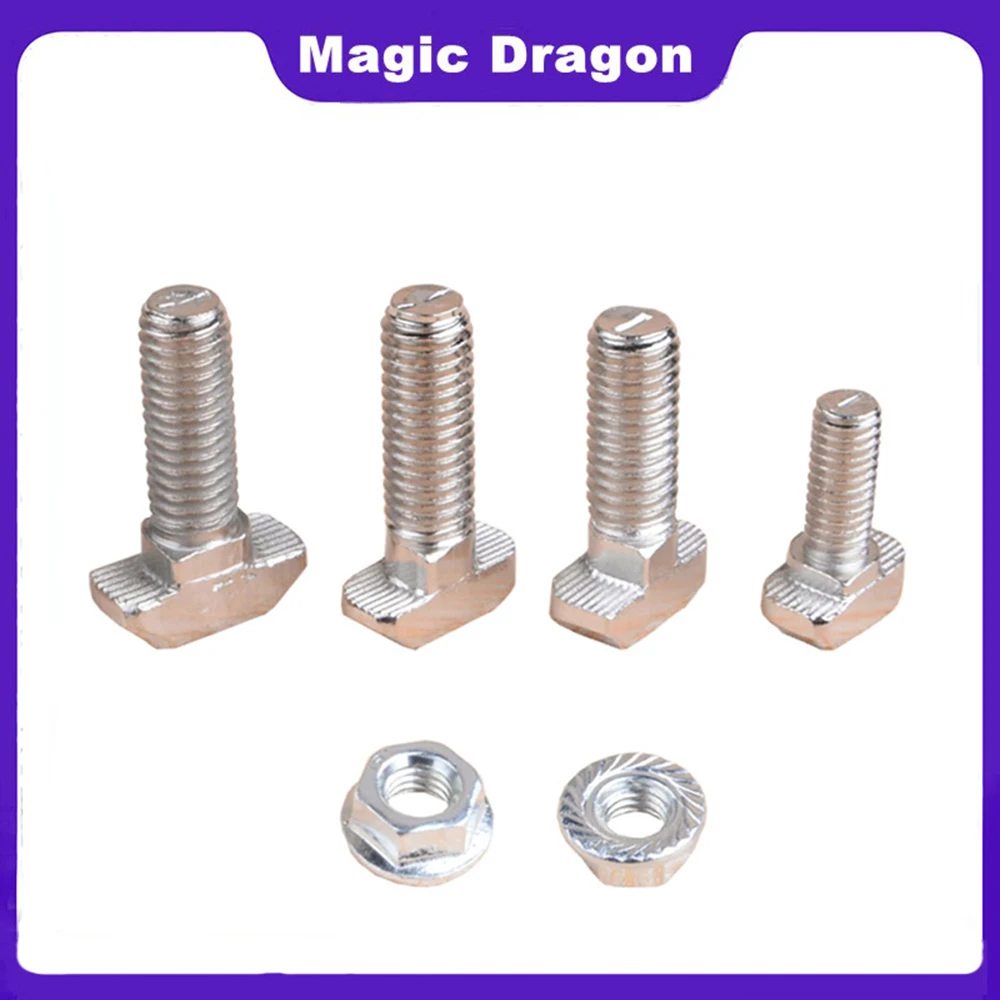 

50pcs/lot M5 M6 M8 T Bolt Screws for EU Standard 20 30 40 Linear Rail Aluminum Profile 50pcs M5 M6 M8 Hex Flange Nuts Optional