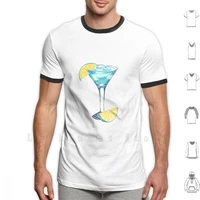 blue lagoon t shirt diy cotton big size s 6xl ice liquor fruit isolated blue beverage cocktail drink juice glass cold