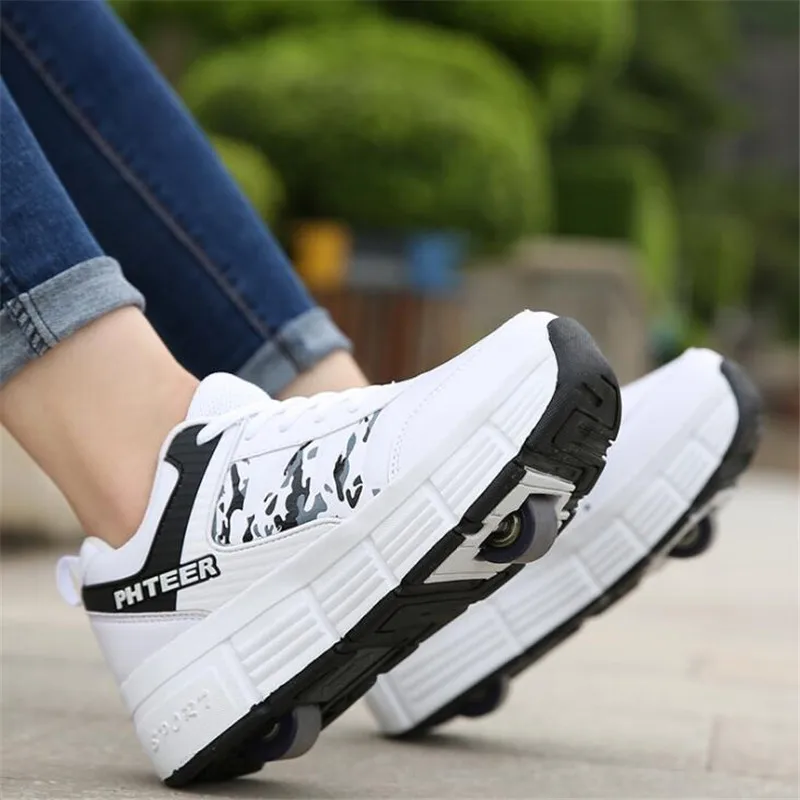 Kids Roller Skates Shoes for Boy Girl Children Tennis Sneakers with Single Wheel and Double Wheel Rollers Skate Shoes
