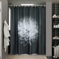 black and white bathroom curtain waterproof shower curtains set with hooks rings 3d printing flower tree bath curtain 72x72