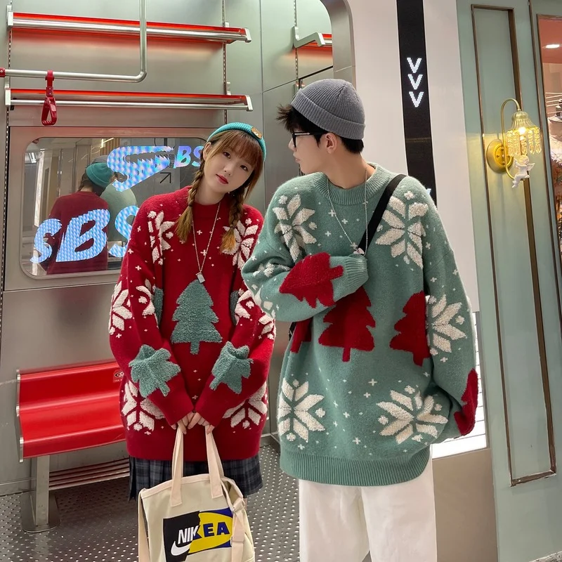 

Autumn and Winter New Christmas Couple Knitwear Ins Trendy Pullover Crew Neck Sweater Men's Tops Coat