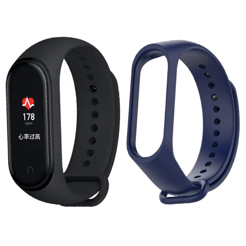 Add Dark Blue Strap CN версия Xiaomi mi смарт-браслет 4 3 цвета AMOLED экран mi Band 4 фитнес-трекер Bluetooth спортивный водонепроницаемый браслет - Цвет: Add Dark Blue Strap