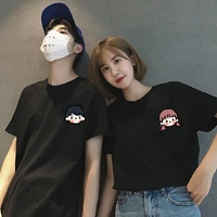 2pcs couple summer womens t shirts 2021 korean fashion kawaii short sleeved t shirt male female o neck oversized women clothing