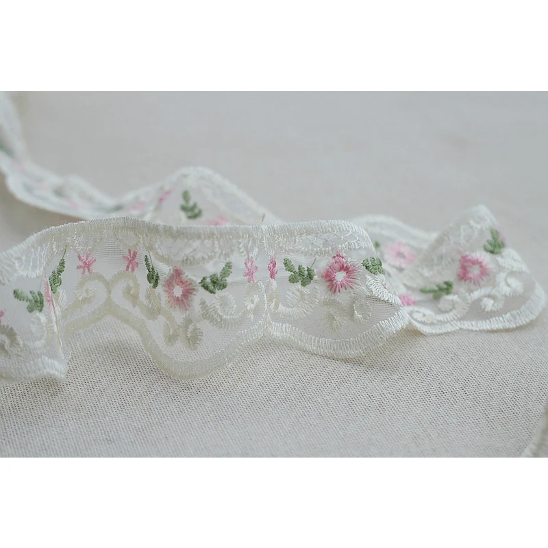 2 ярдов/партия изысканная вышитая кружевная отделка Цветочная ткань