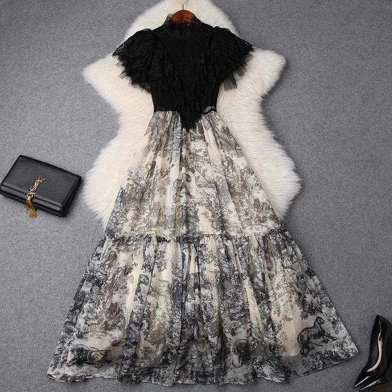 2019 новые роскошные весенне летнее кружевное длинное платье для женщин Одежда