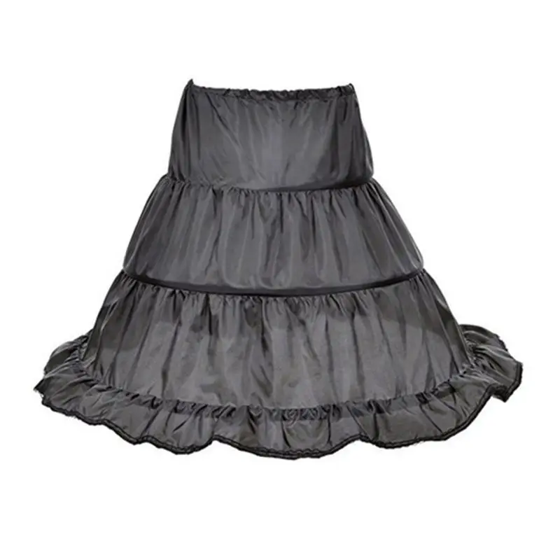 

Children Girls Petticoat A-Line 3 Hoops 1-Layer Kids Crinoline Lace Trim Flower Girl Dress Underskirt Elastic Drawstring