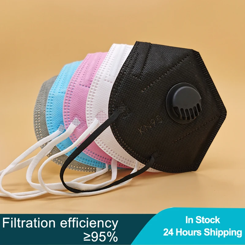 Черная маска KN95 защитные маски от пыли с дыхательным клапаном многоразовый