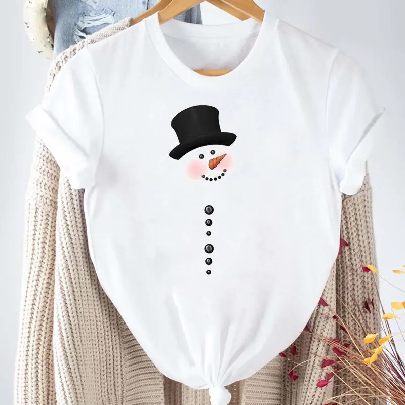 

Snowman Funny Trend Tees for Women Print Merry Christmas New Year Holiday Clothing Lady Tops Female T Shirt Graphic T-shirt