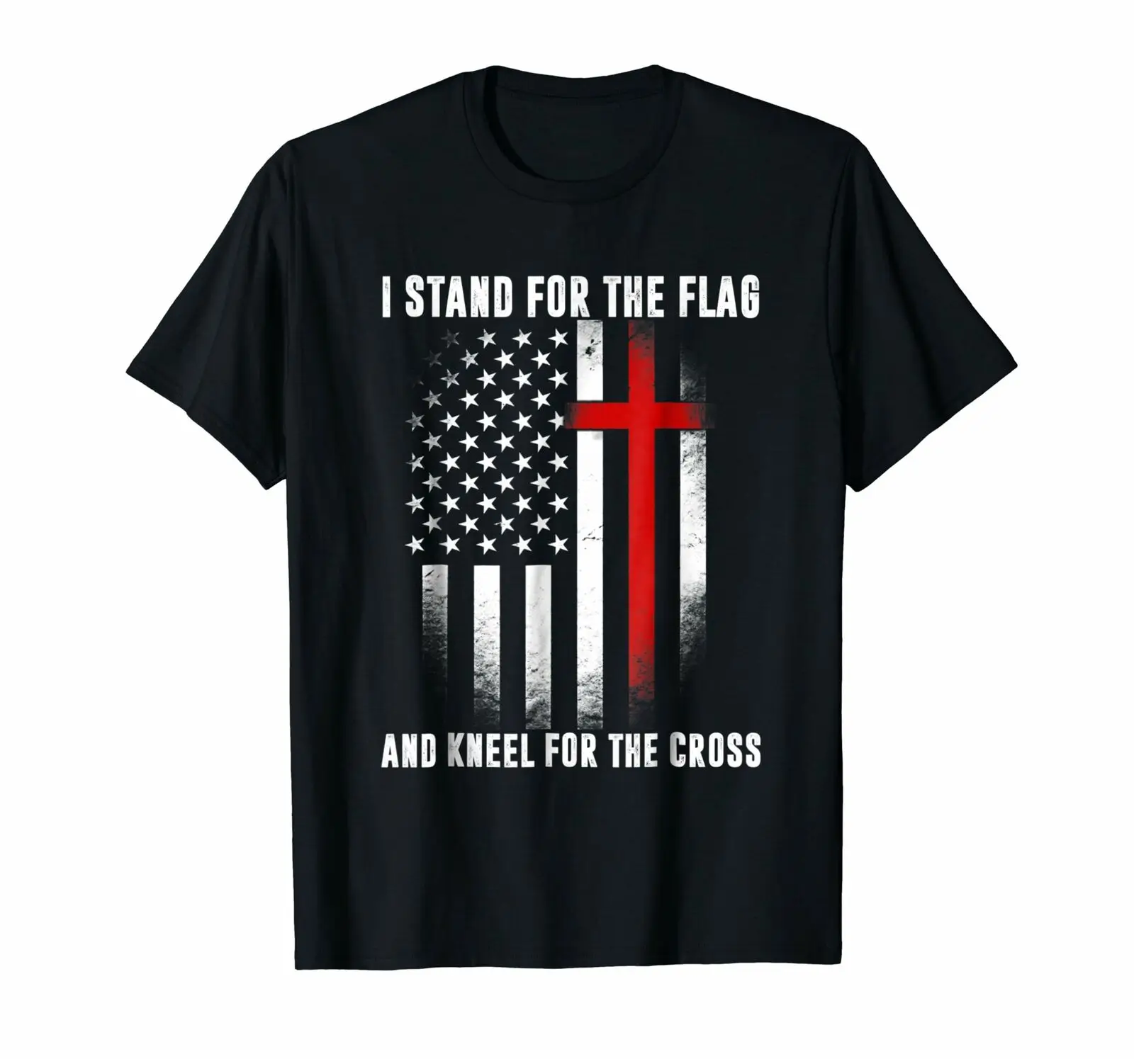

I Stand For The Flag And Kneel For The Cross T-Shirt Cotton O-Neck Short Sleeve Men's T Shirt New Size S-3XL