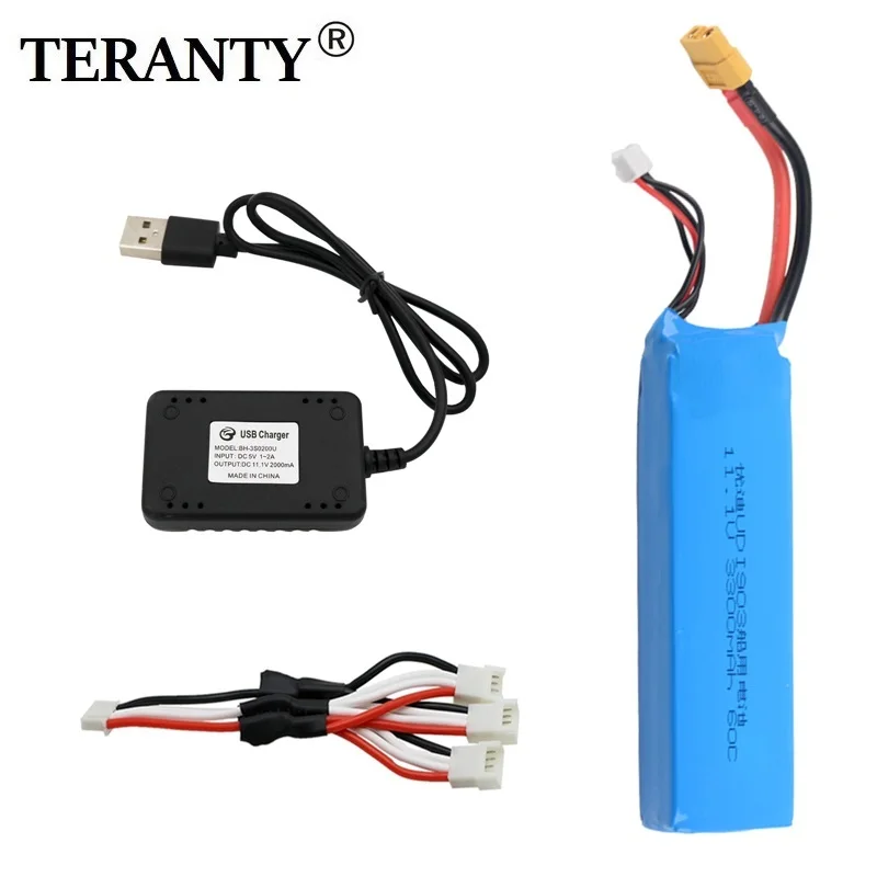 

11.1V 3300mAh lipo battery and charger for large capacityRC boat battery for UDI 903/908 brushless speedboat model aircraft