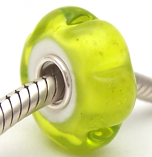 

PJG2277 100% S925 Sterling Silver Beads Murano Glass beads Fit European Charms Bracelet charms diy jewelry Lampwork GlassBeads