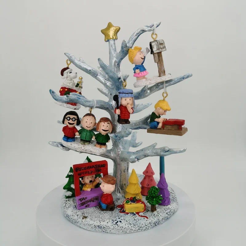 &Aacute;rbol luminoso de escritorio, disfraz de Pap&aacute; Noel Pastor, cacahuetes, &aacute;rbol de Navidad iluminado, decoraci&oacute;n de escritorio de resina-1