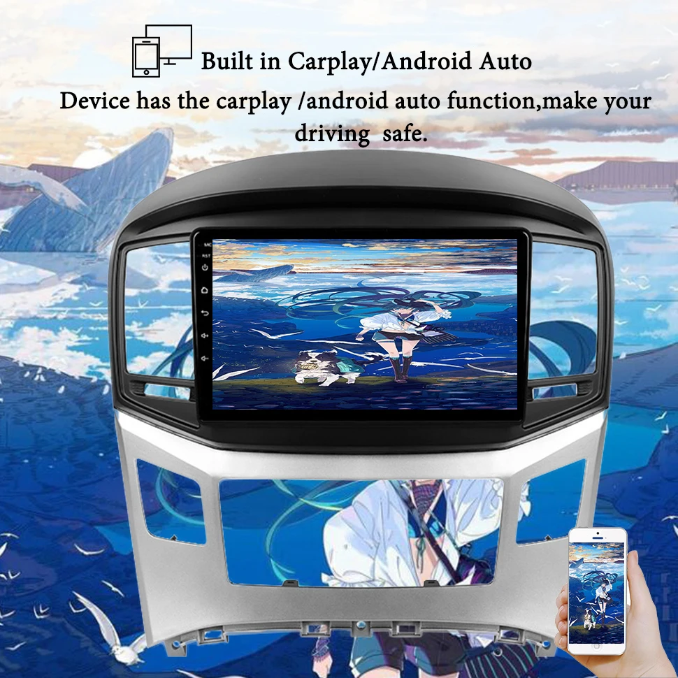 Восьмиядерный автомобильный DVD-диск Android 13.0 Navi для Hyundai H1 Grand Starex 2015-2018 8 ГБ ОЗУ 256