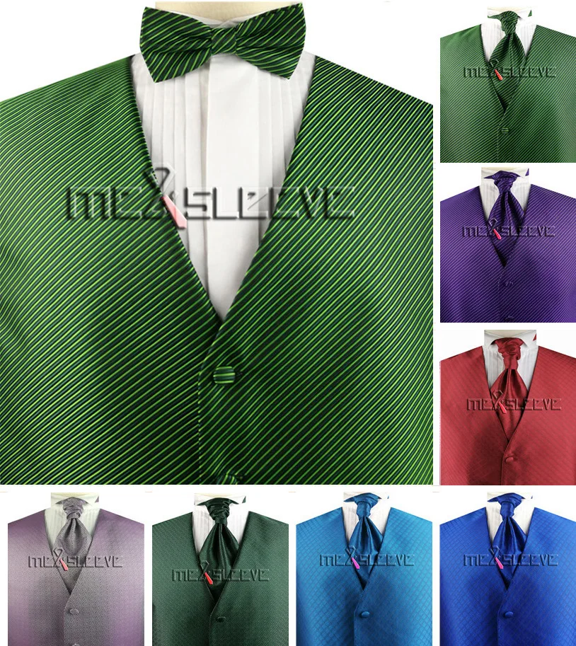 Геометрический жаккардовый свадебный жилет (жилет + галстук ascot + носовой платок) для смокинга/костюма